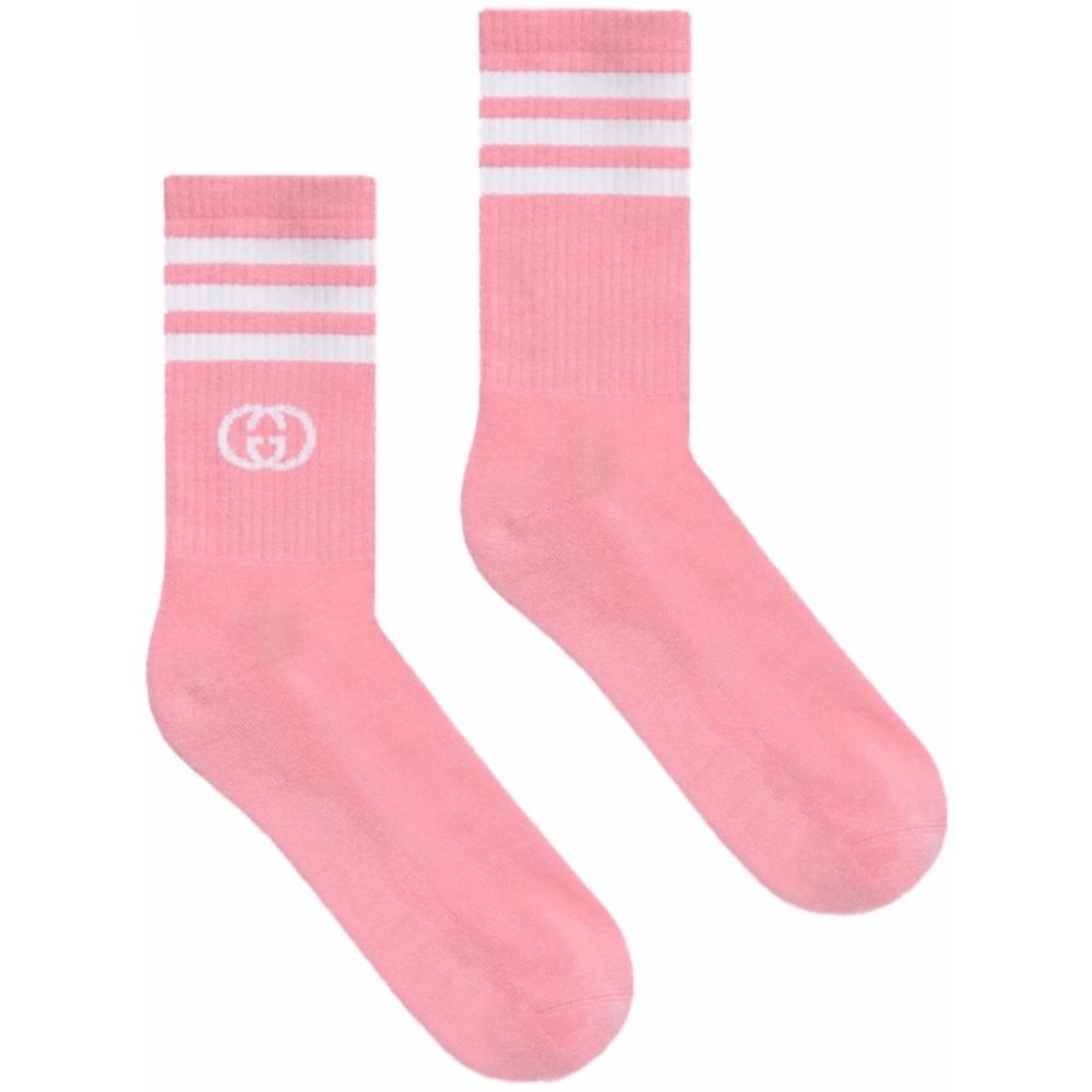 Gucci x Adidas Pink Sport Sock with White Interlocking GG new with tags - Picture 5 of 5